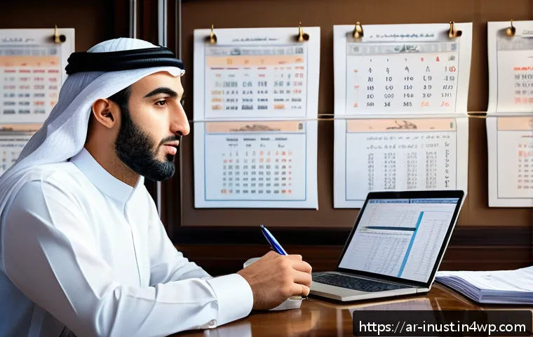 부동산 세금 절세 전략 - A detailed, modern office scene showing an Arab real estate investor reviewing property tax document...